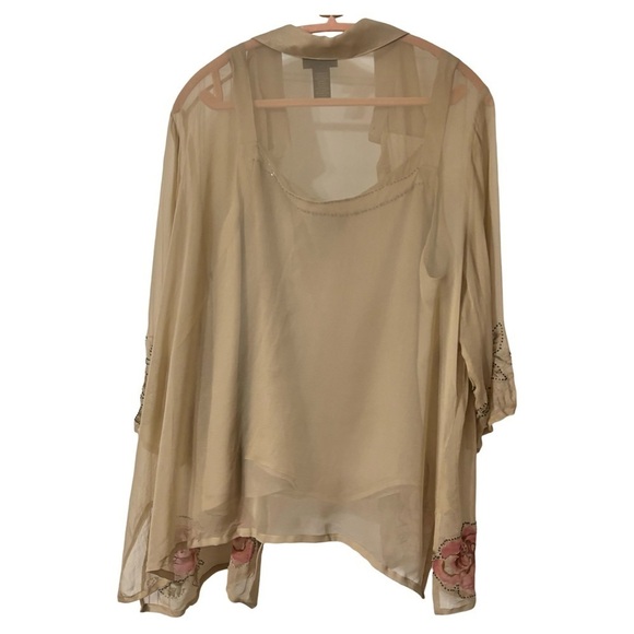 Avenue of omens 2 pc 100% silk top size 22-24 - Picture 2 of 11